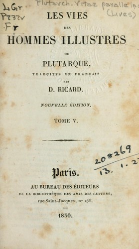 Plutarch: Les vies des hommes illustres (French language, 1829, Bureau des Éditeurs)