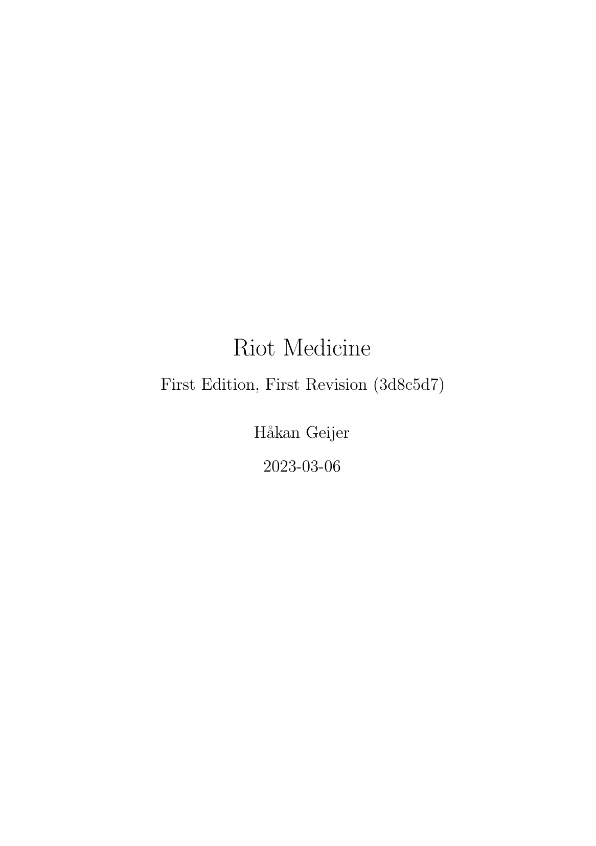HÃ¥kan Geijer: Riot Medicine (EBook, 2023, Riot Medicine)