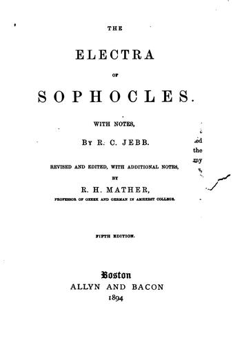 Sophocles: The Electra of Sophocles. (1873, J. Allyn)