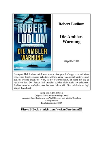 Robert Ludlum: Die Ambler-Warnung (German language, 2007, Heyne)