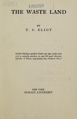 T. S. Eliot: The Waste Land (Hardcover, 1928, Horace Liveright)